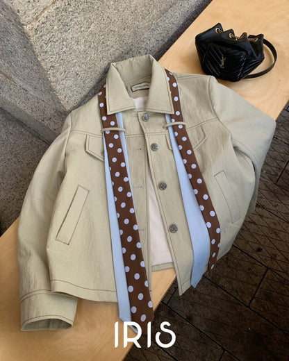 Vacation in HK |Polka Ribbon Cropped Jacket