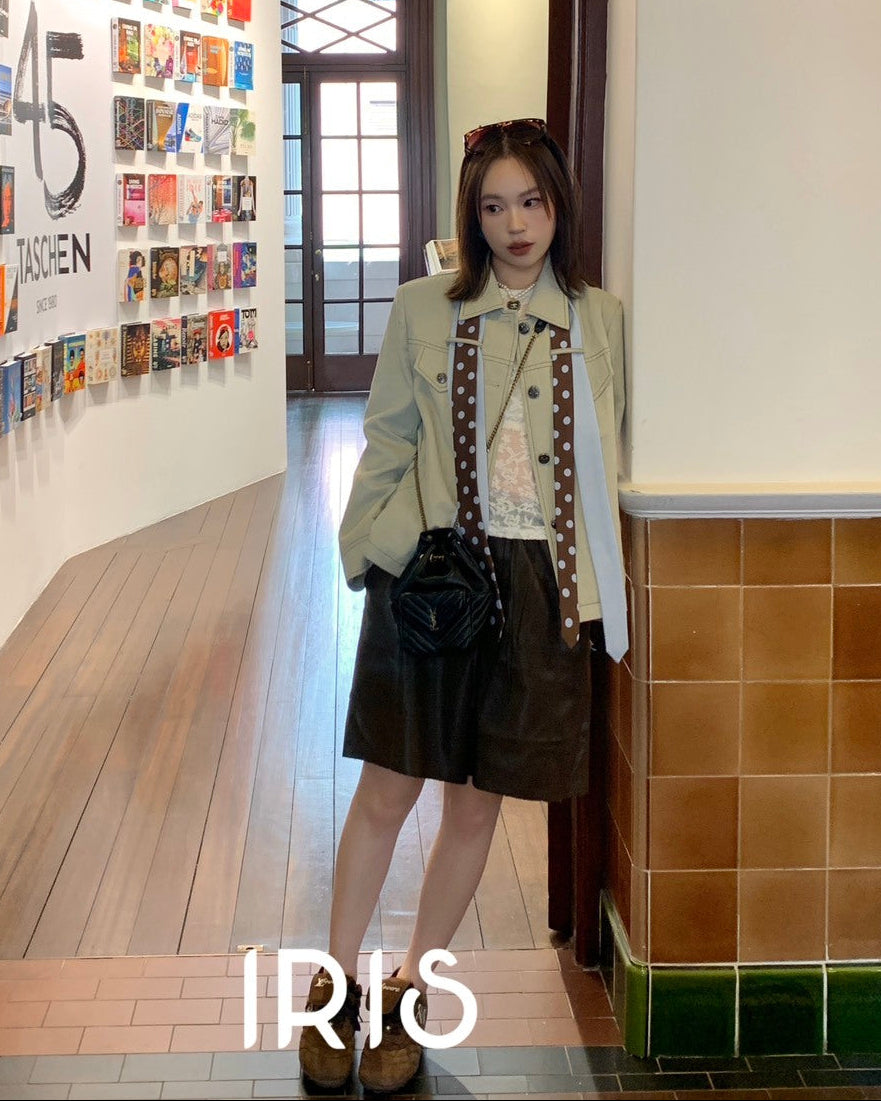 Vacation in HK |Polka Ribbon Cropped Jacket