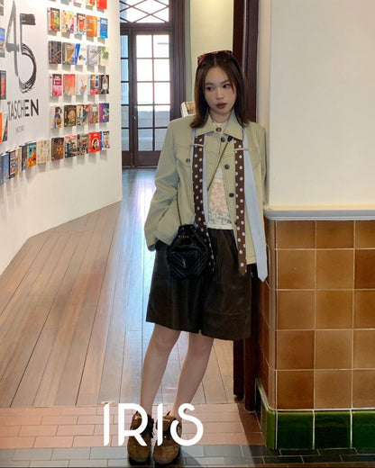 Vacation in HK |Polka Ribbon Cropped Jacket