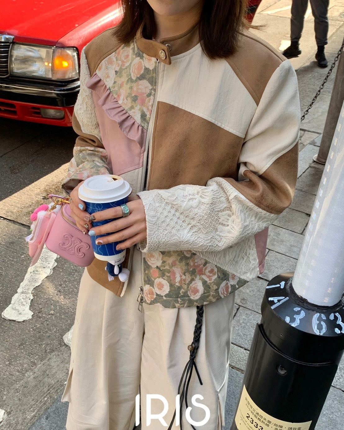 Vacation in HK |Floral Patchwork Jacket&Cream Sweetheart Jogger Pants