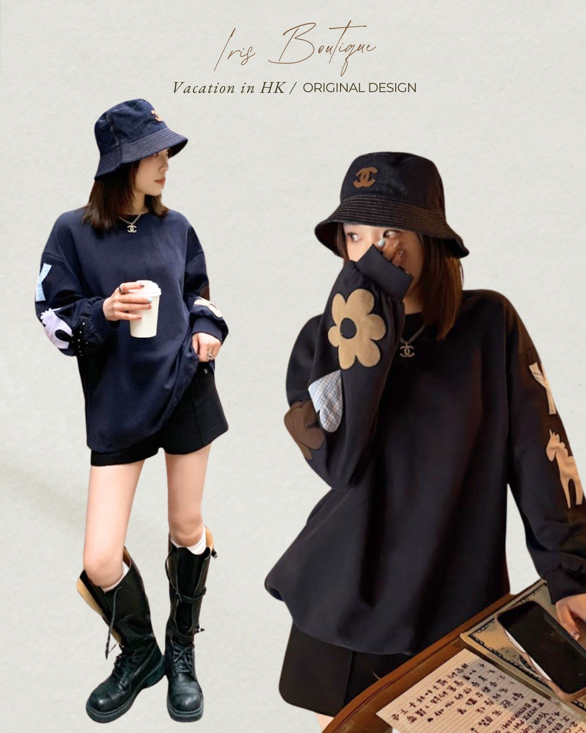Vacation in HK |Navy Aries Patch Sweatshirt