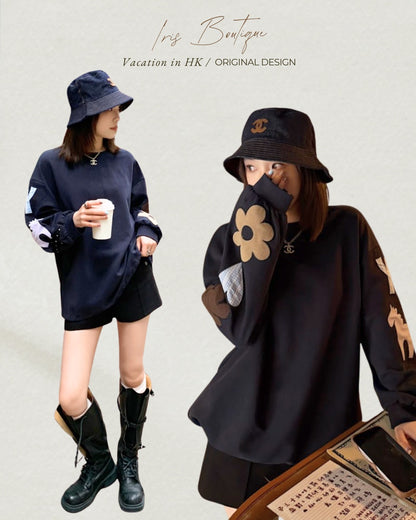 Vacation in HK |Navy Aries Patch Sweatshirt