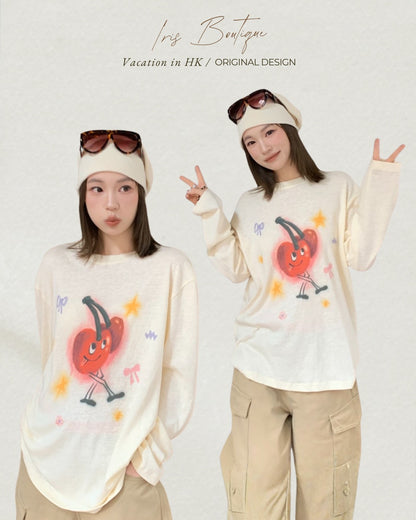 Vacation in HK | Cherry Graphic Long-Sleeve Tee