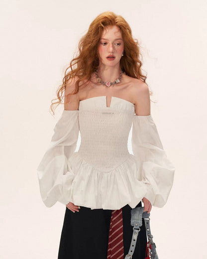 Elara Off-Shoulder Smocked Peplum Top