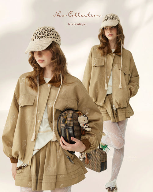 Wildflower Embroidered Utility Jacket - Golden Sand