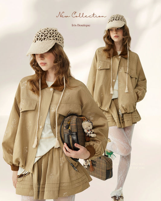 Wildflower Embroidered Utility Jacket - Golden Sand
