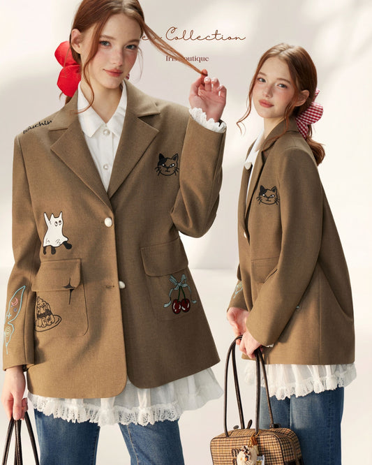 Artisanal Patchwork Academy Blazer - Roasted Chestnut