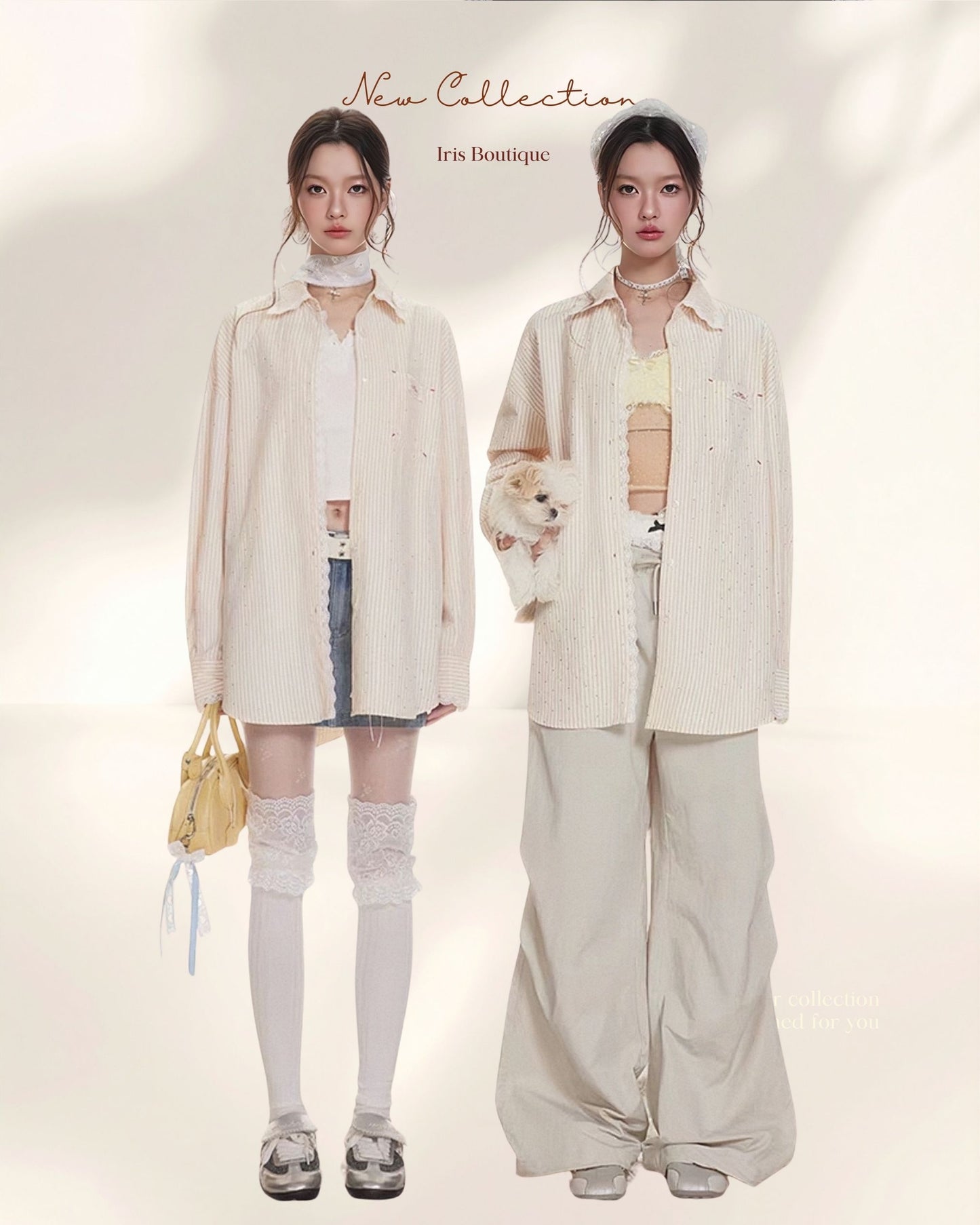 Vintage Cream Stripe Oversized Shirt - Heritage Butter