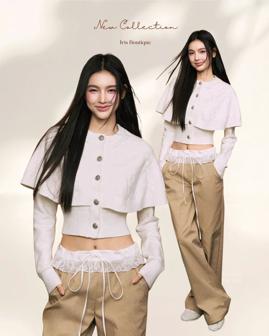 Artisan Layered Cape Cardigan - Alabaster White