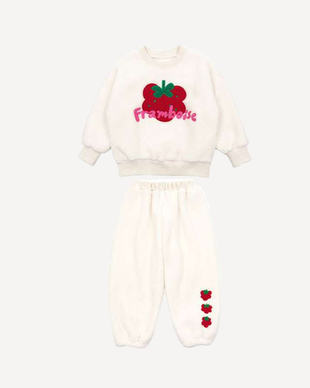 Strawberry Bunny Plush Hoodie Set - Creamy Cloud