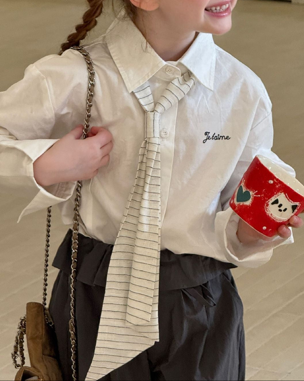 Julian Preppy Shirt & Wide-Leg Trouser Set - Crisp White & Charcoal