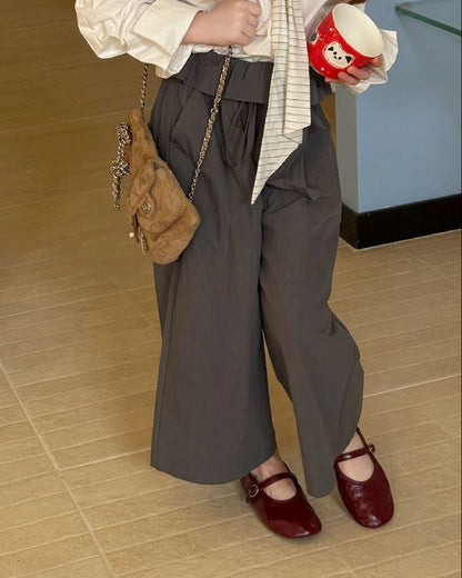 Julian Preppy Shirt & Wide-Leg Trouser Set - Crisp White & Charcoal