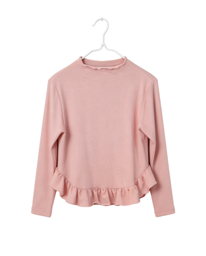 Alice Ruffle Hem Mock Neck Cotton Top - Macaron Trio (Cloud Blue / Creamy Yellow / Ballet Pink)