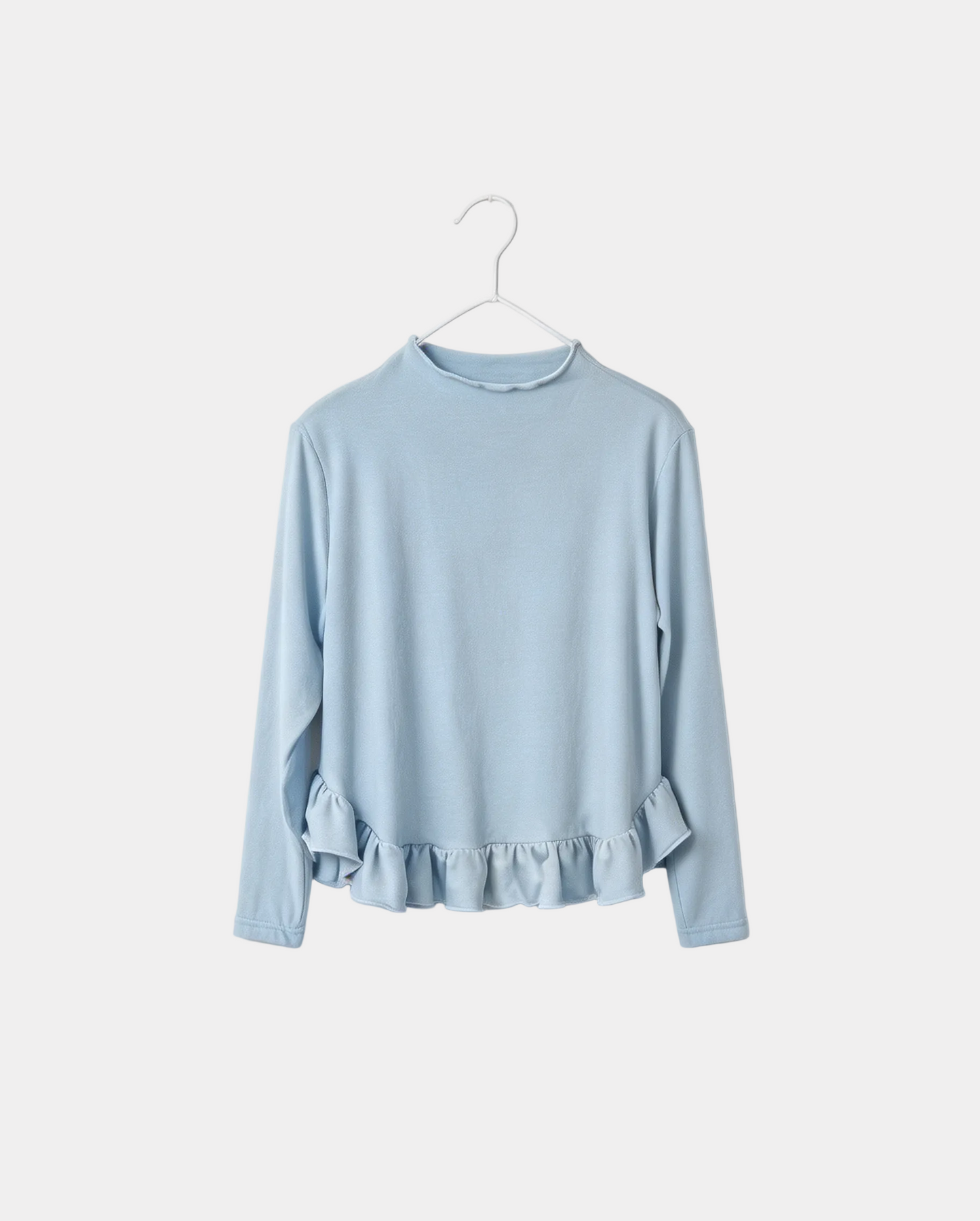 Alice Ruffle Hem Mock Neck Cotton Top - Macaron Trio (Cloud Blue / Creamy Yellow / Ballet Pink)