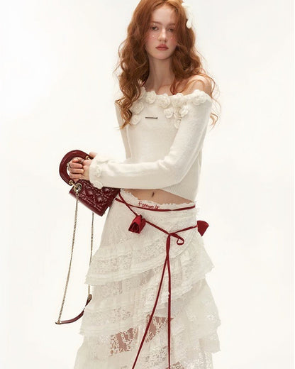 Многослойная кружевная юбка Forever 18 - цвет шантильи белый 