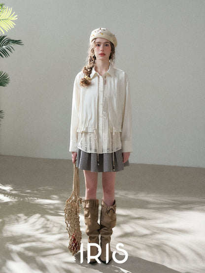 Drawstring Lace Panel Shirt