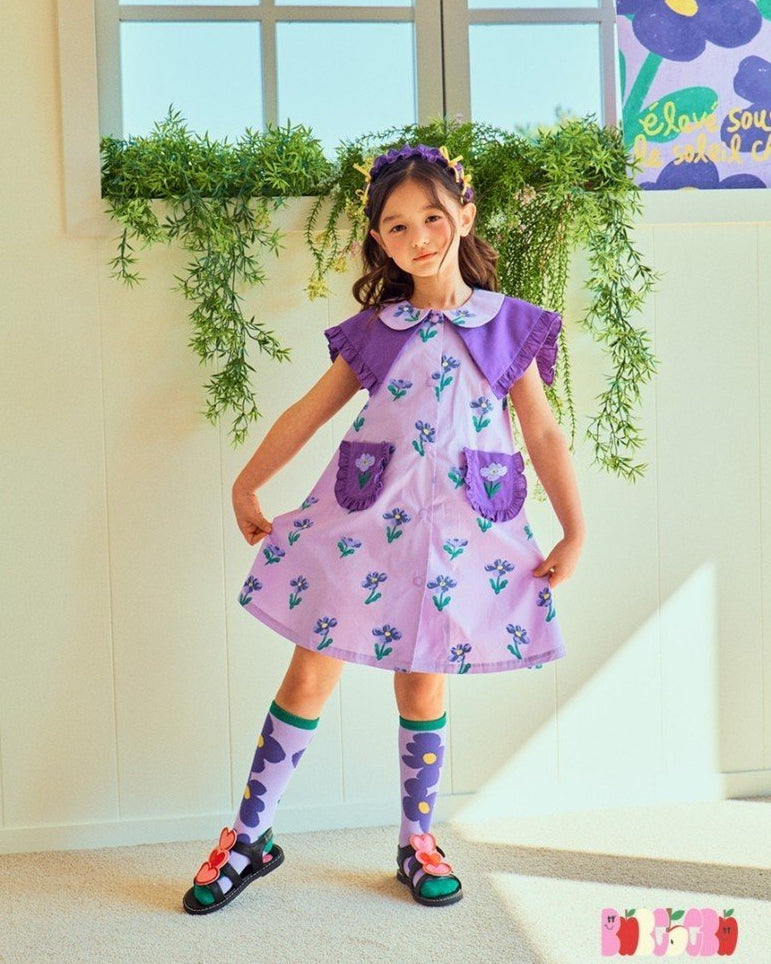Purple Meadow Ruffle Dress - Lavender & Deep Grape
