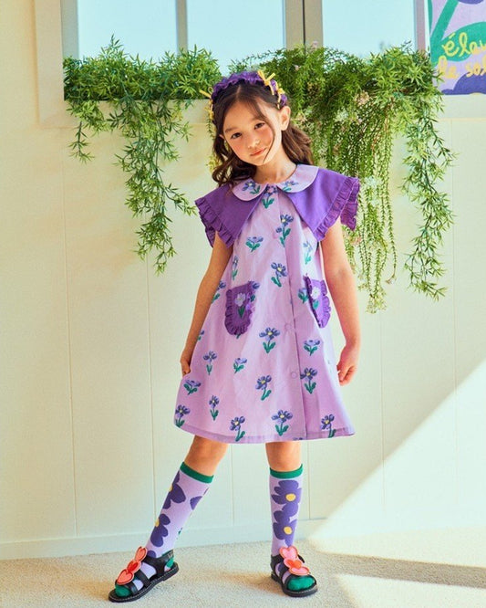 Purple Meadow Ruffle Dress - Lavender & Deep Grape