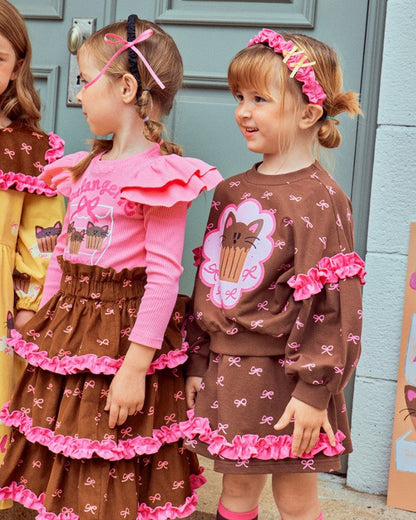 Cute Cat Cake Ruffle Sweatshirt