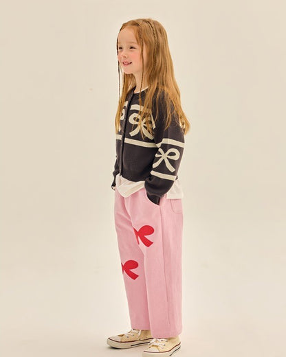 Black Chocolate Bow Jacquard Cardigan