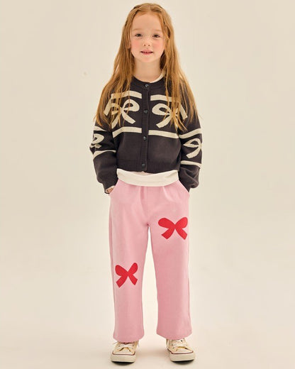 Black Chocolate Bow Jacquard Cardigan