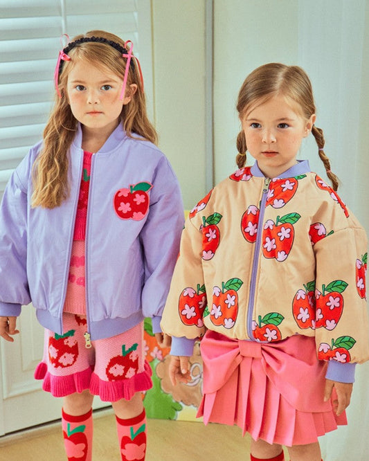 Reversible Apple Bloom Bomber Jacket - Lavender & Cream