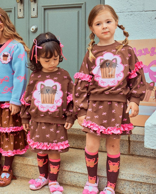 Cute Cat Cake Ruffle Sweatshirt