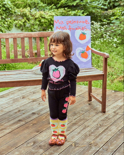 Kids Strawberry Heart Print Leggings