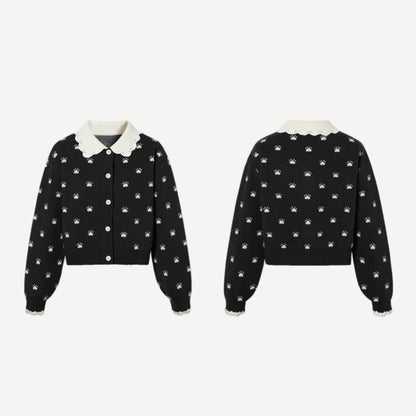 Daisy Embroidered Knit Sweater – Cute Floral Pullover in Black & Red