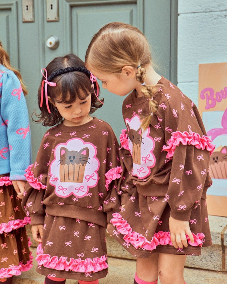 Cute Cat Cake Ruffle Sweatshirt