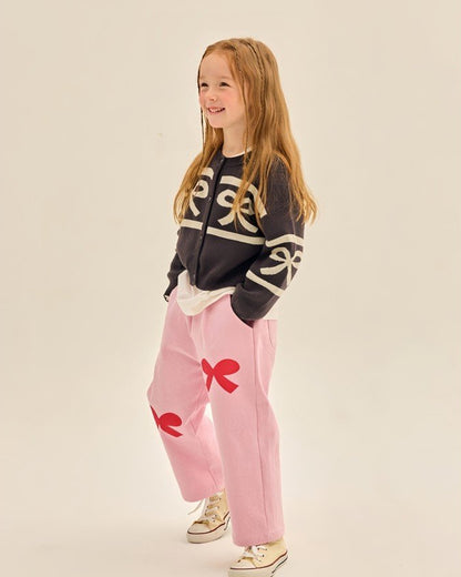 Black Chocolate Bow Jacquard Cardigan