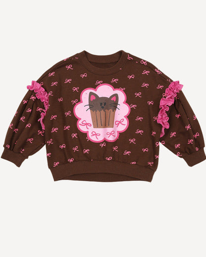 Cute Cat Cake Ruffle Sweatshirt