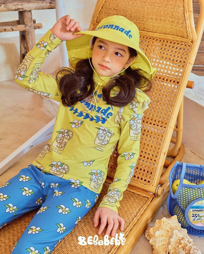 Citronnade Summer Long Sleeve Swim Set - Zesty Lemon & Azure Blue