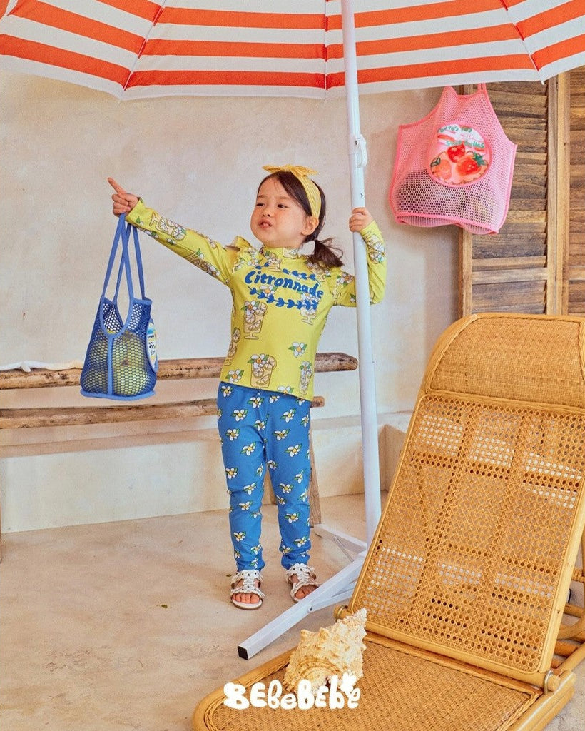 Citronnade Summer Long Sleeve Swim Set - Zesty Lemon & Azure Blue
