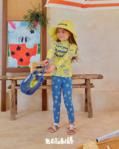 Citronnade Summer Long Sleeve Swim Set - Zesty Lemon & Azure Blue