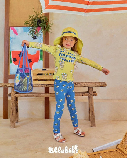 Citronnade Summer Long Sleeve Swim Set - Zesty Lemon & Azure Blue