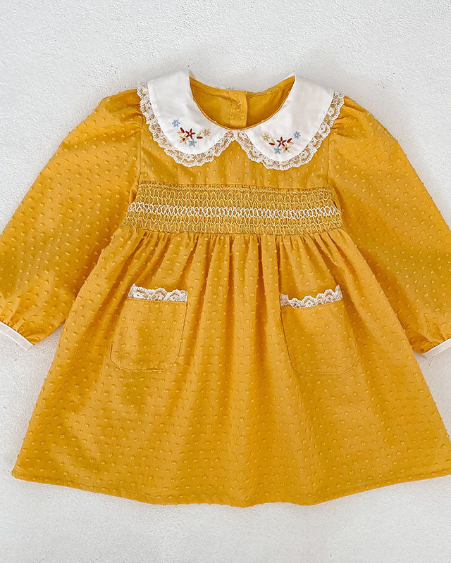 Golden Era Smocked Dress - Amber Honey