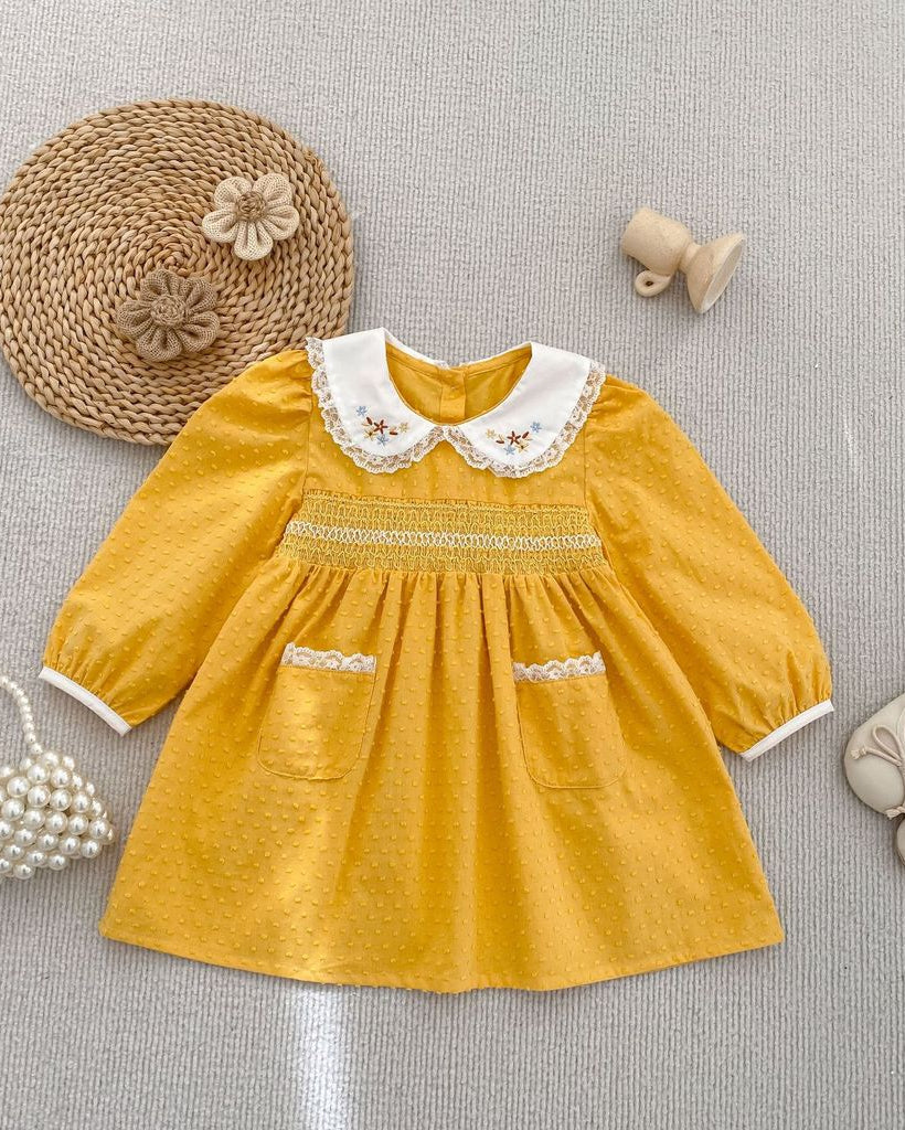 Golden Era Smocked Dress - Amber Honey