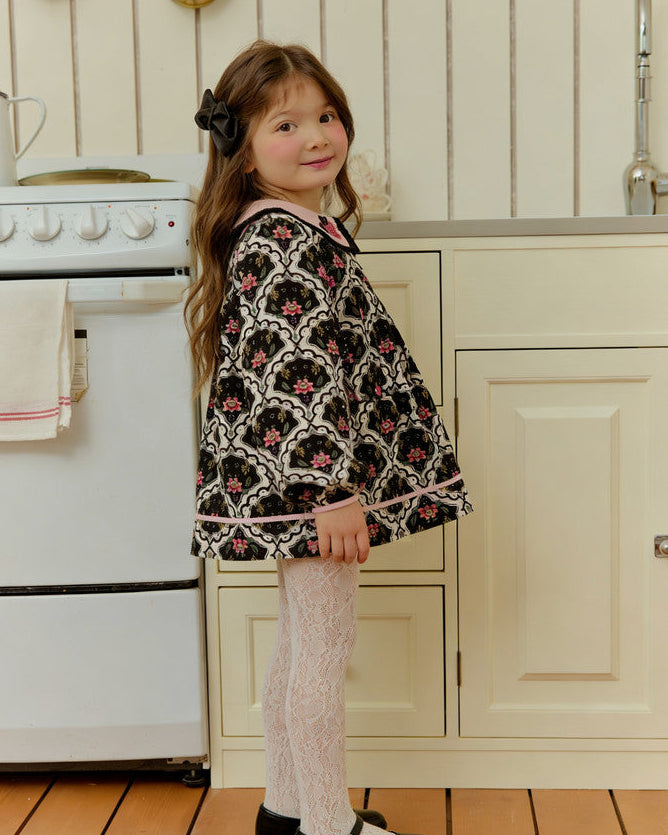 Rose Meadow Embroidery Dress - Midnight Bloom