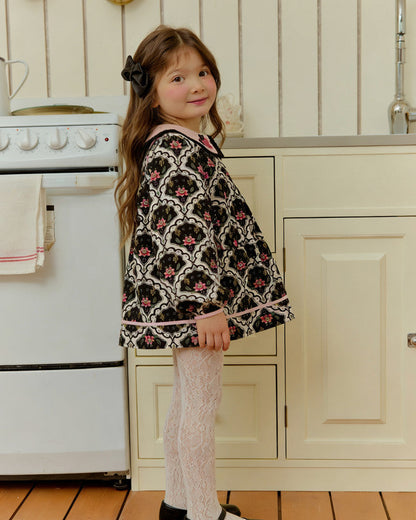 Rose Meadow Embroidery Dress - Midnight Bloom