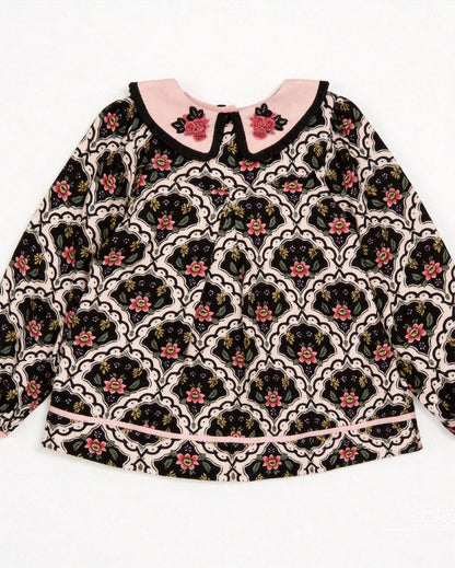 Rose Meadow Embroidery Dress - Midnight Bloom