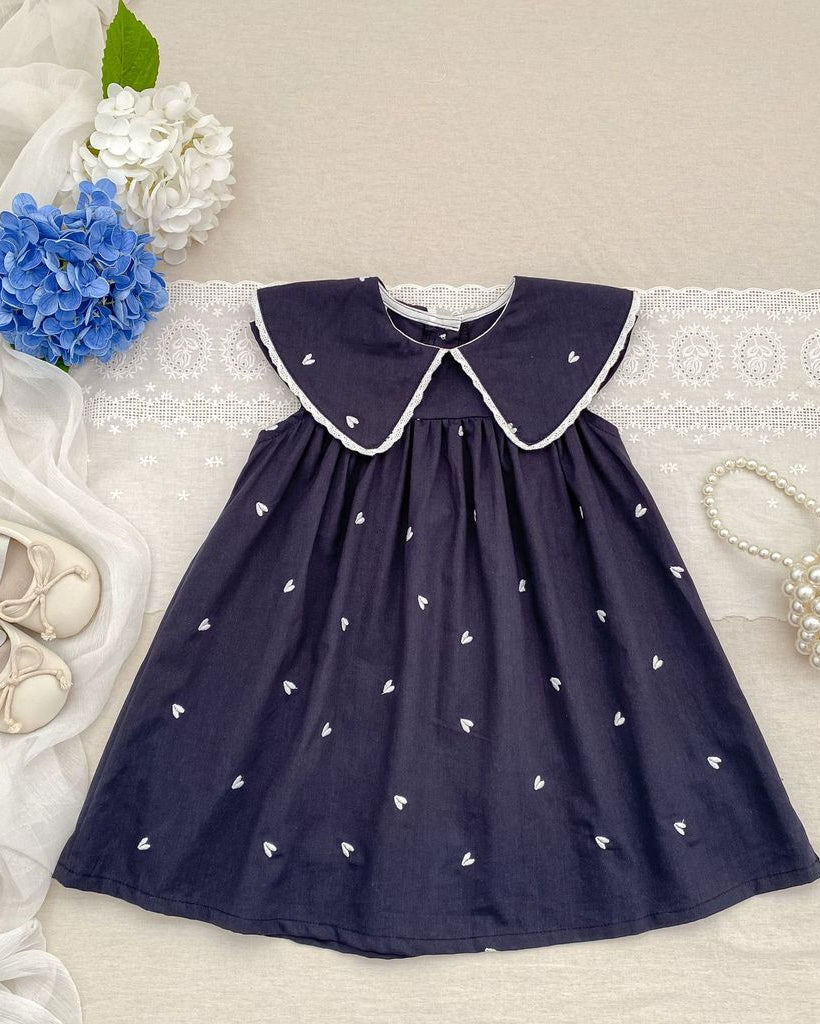 Sweetheart Navy Embroidery Dress