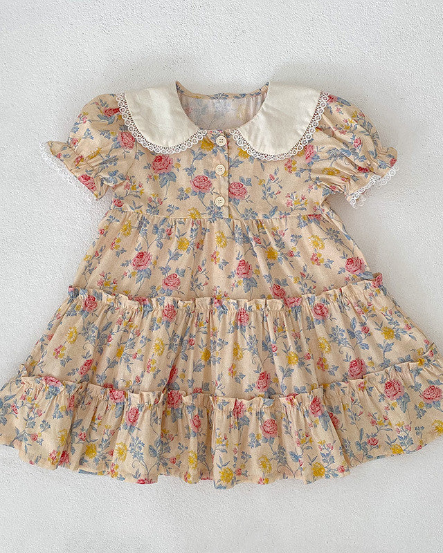 Vintage Garden Tiered Dress - Peaches & Cream