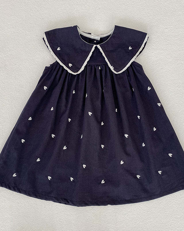 Sweetheart Navy Embroidery Dress