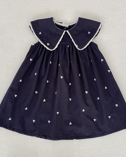 Sweetheart Navy Embroidery Dress