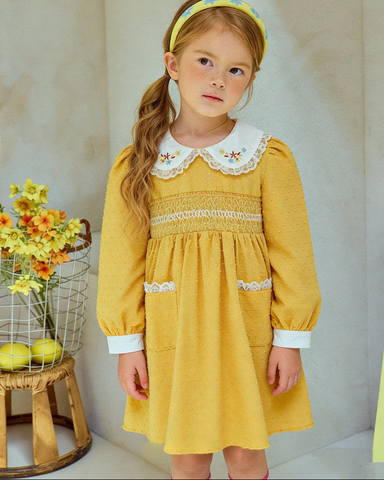 Golden Era Smocked Dress - Amber Honey