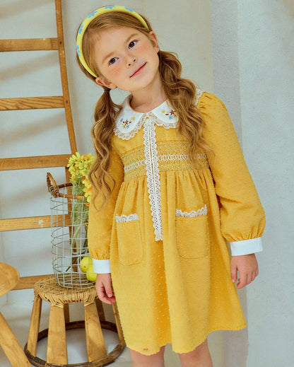 Golden Era Smocked Dress - Amber Honey