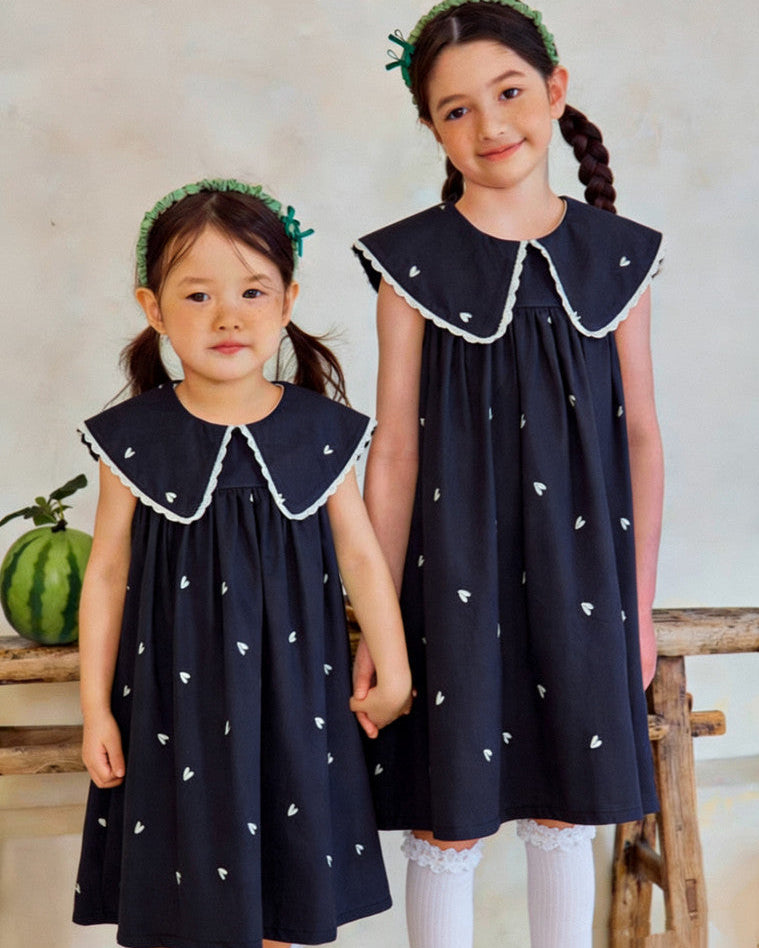 Sweetheart Navy Embroidery Dress