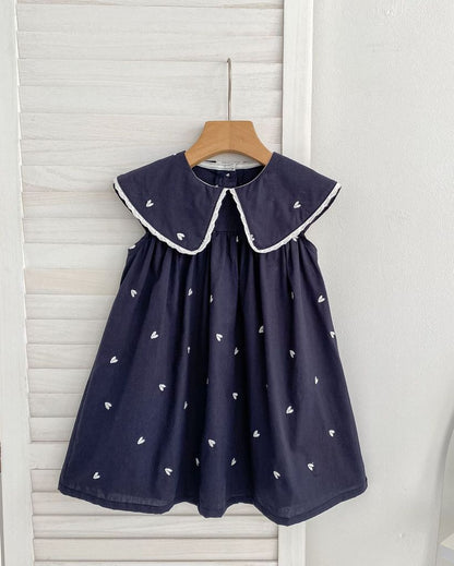 Sweetheart Navy Embroidery Dress
