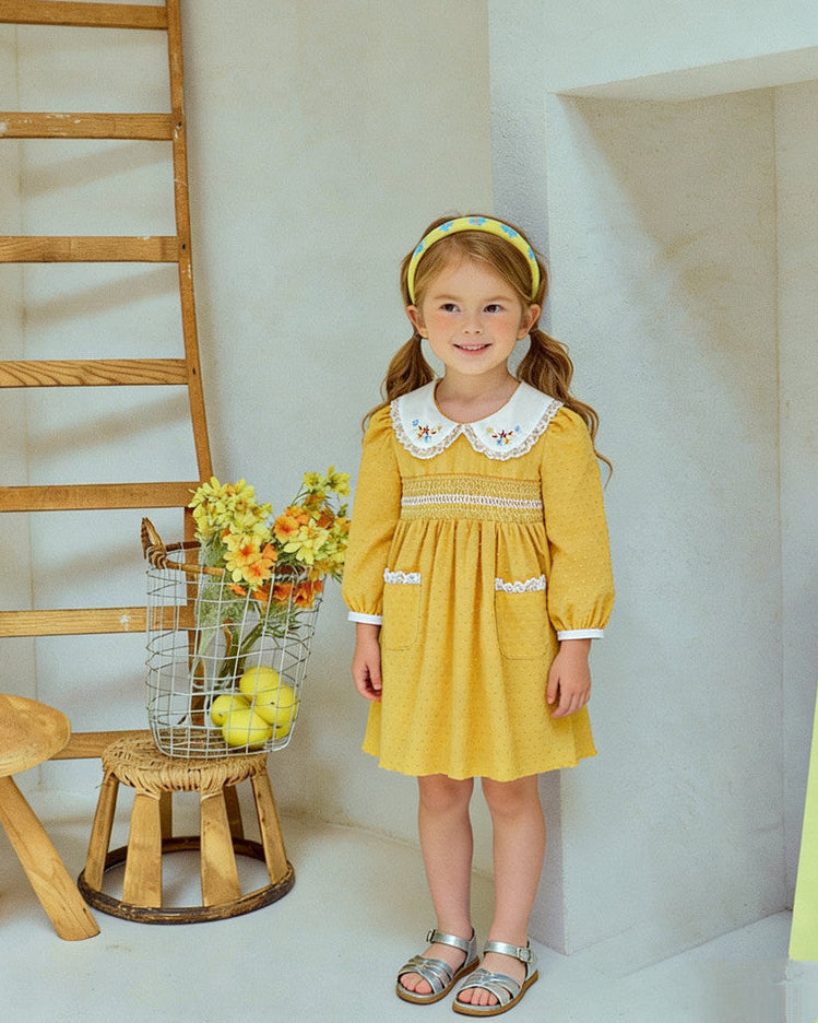 Golden Era Smocked Dress - Amber Honey